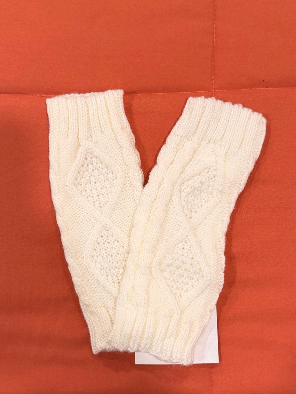 Cable Knit Cream Fingerless Gloves